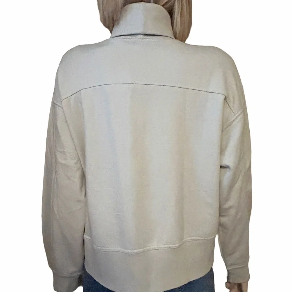 ZARA Turtleneck Sweater Top Classic Fleece Beige Ecologically Grown Oversized - Picture 4 of 16